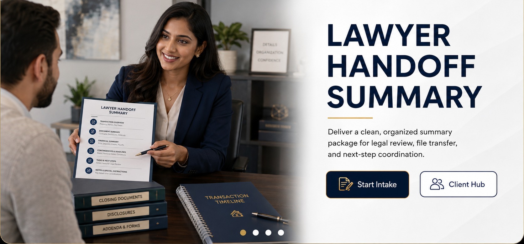 Lawyer handoff summary support
