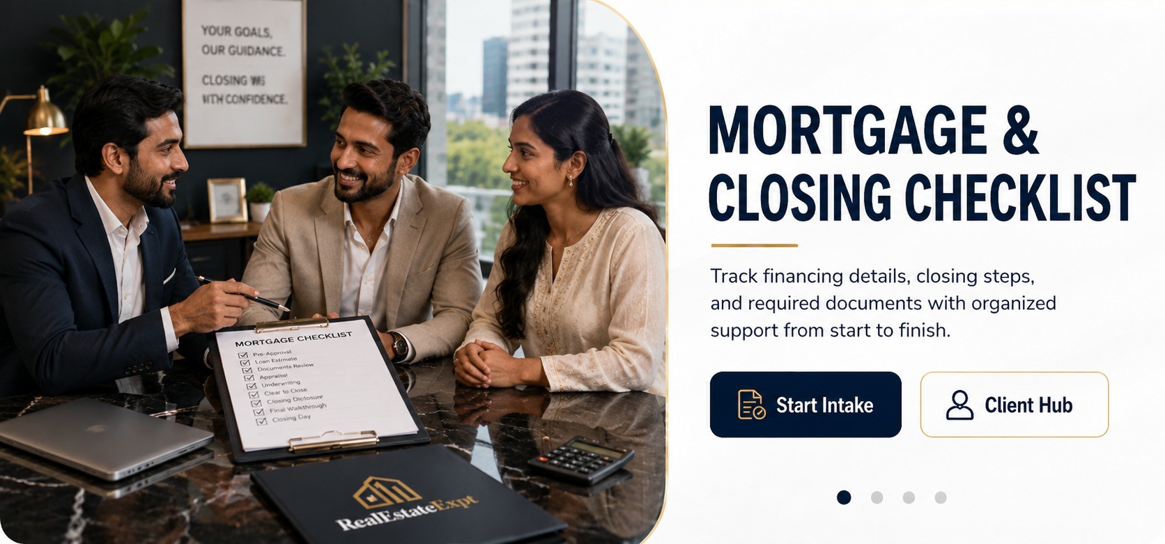 Mortgage and closing checklist support